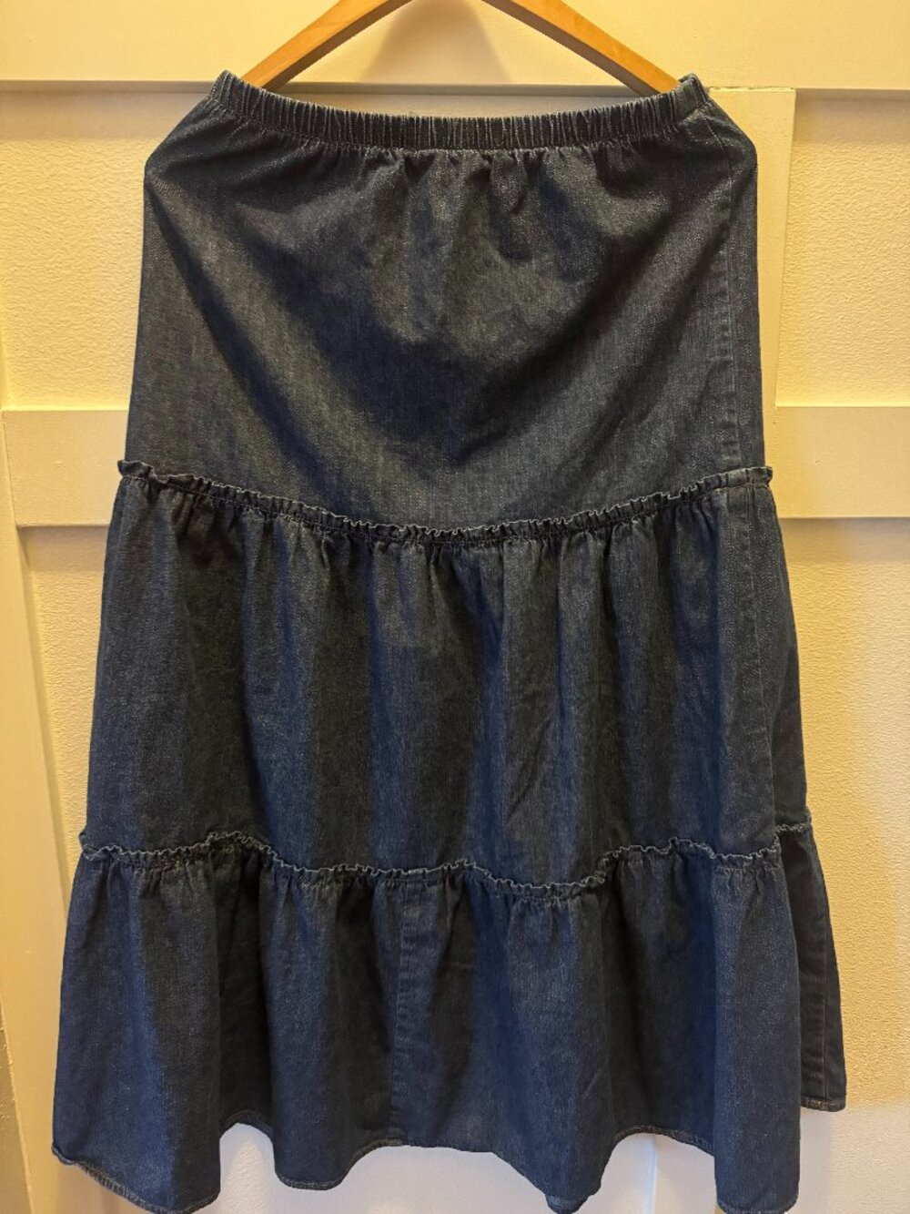 Jones New York Denim Midi Tiered Prairie Skirt - Small